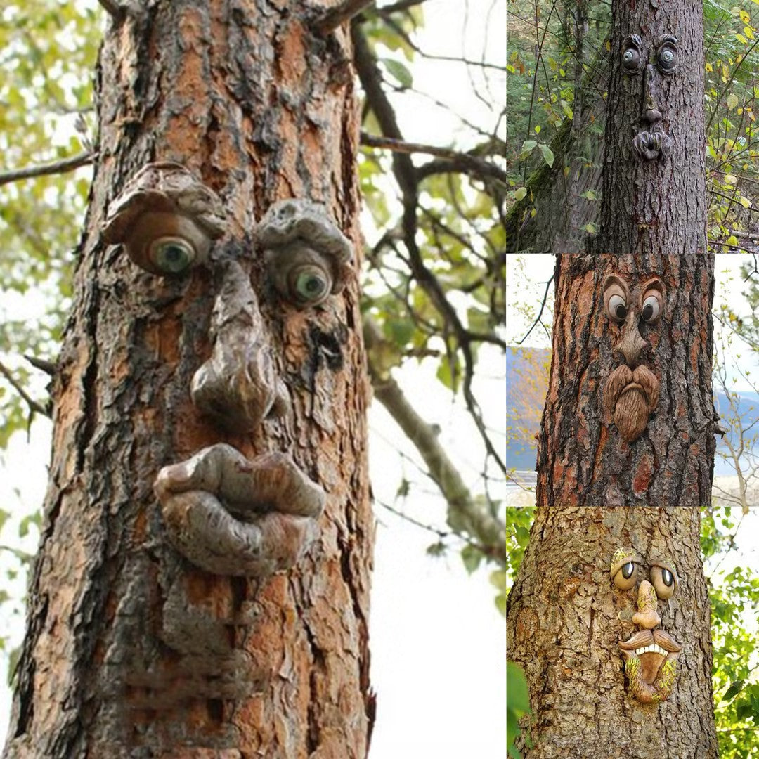 Tree Faces Decor Old Man Hugger Art Sculpture