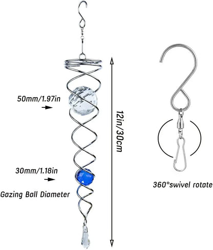 Gazing Ball Spiral Tail Wind Spinner Stabilizer