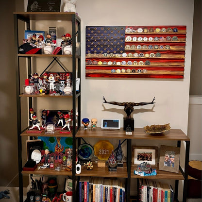 Challenge Coin Display Rack Holder - Rustic American Flag