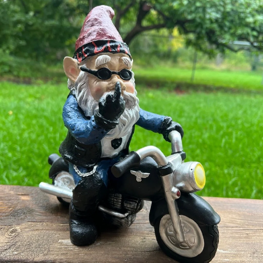 🔥Last Day 49% OFF - Biker Garden Gnome Statue With Middle Finger