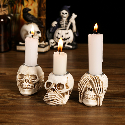 🕯️Hauntingly Real Skull Candle Holder