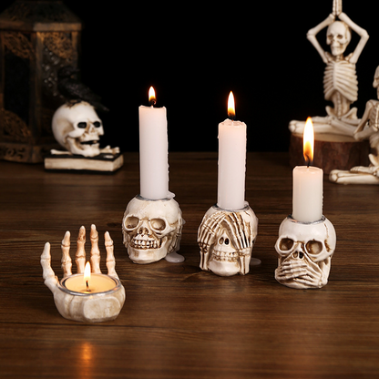 🕯️Hauntingly Real Skull Candle Holder