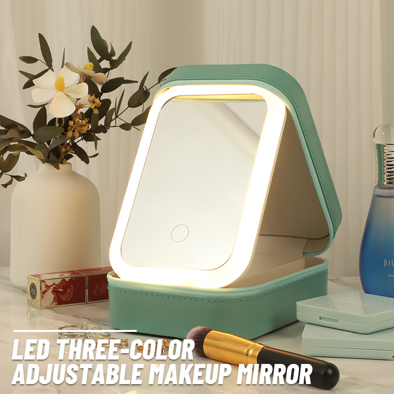 LED Three-Color Adjustable Makeup Mirror (🎁With 5x/10x/15x magnifying mirror)