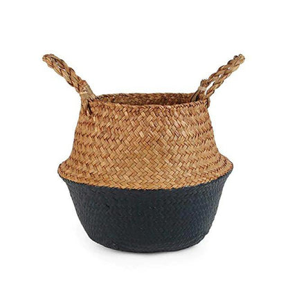 Handmade Rattan Planter or Storage Basket with Handles