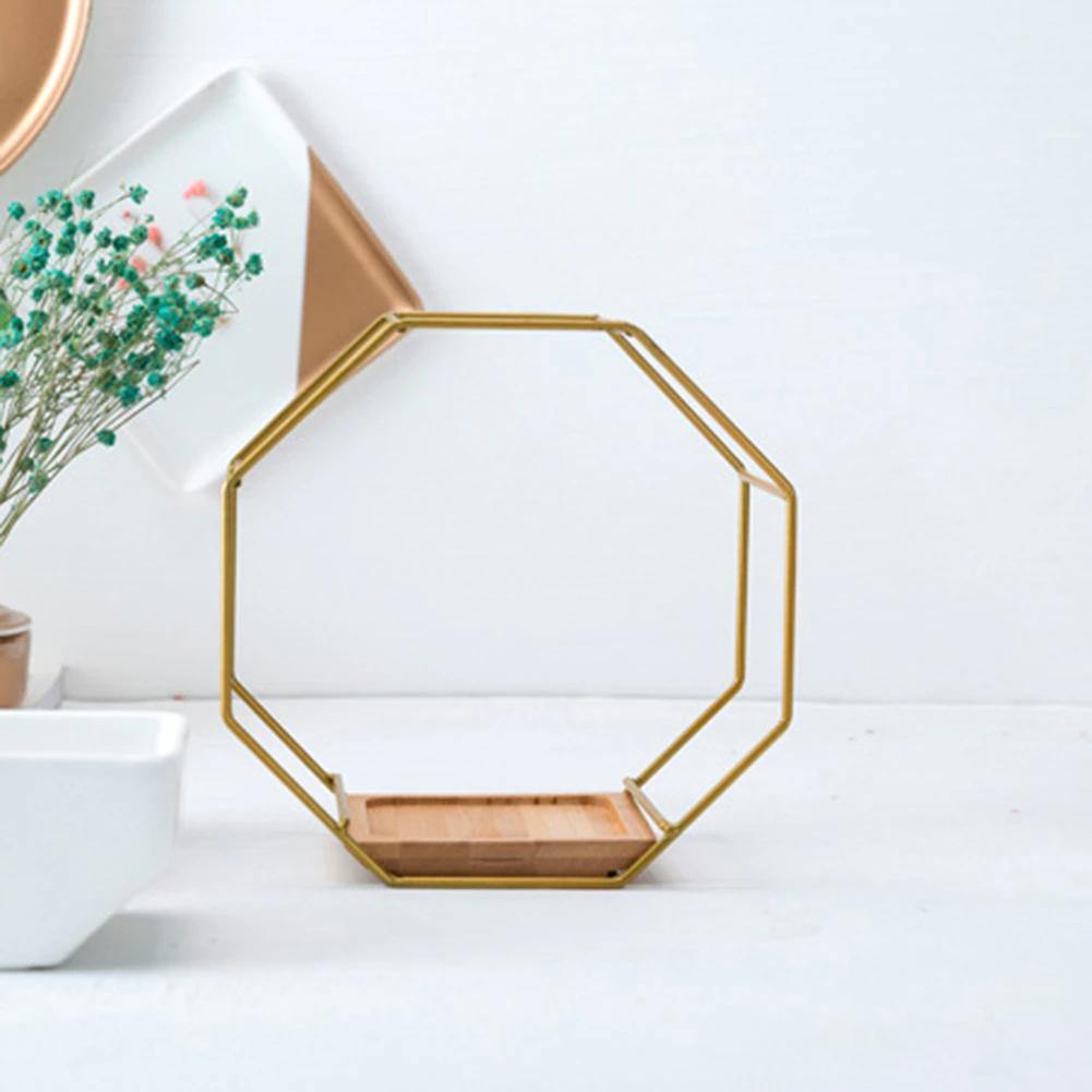 Geometric Ceramic Wall Planter with Octagonal Iron Frame