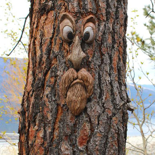 Tree Faces Decor Old Man Hugger Art Sculpture