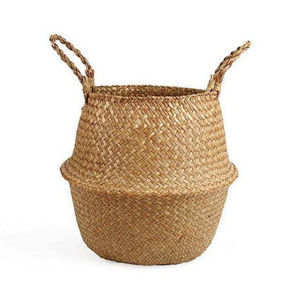 Handmade Rattan Planter or Storage Basket with Handles