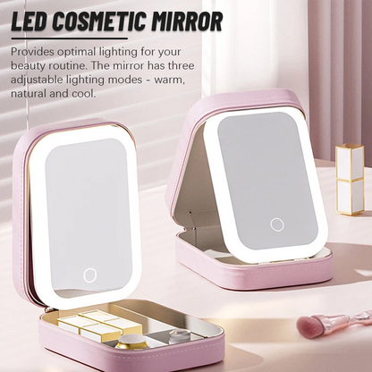 LED Three-Color Adjustable Makeup Mirror (🎁With 5x/10x/15x magnifying mirror)