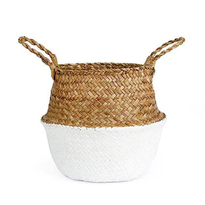 Handmade Rattan Planter or Storage Basket with Handles