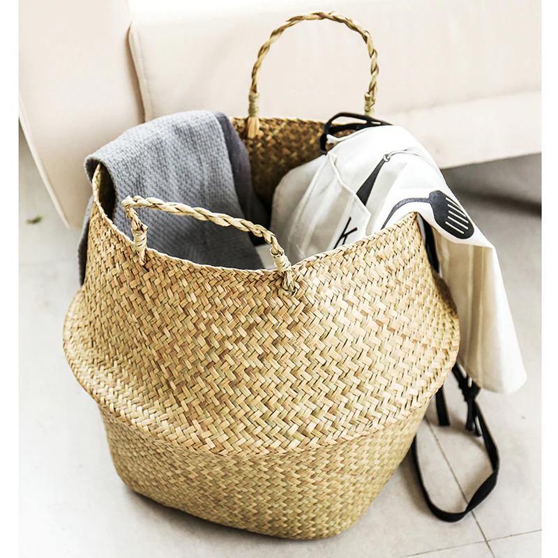 Handmade Rattan Planter or Storage Basket with Handles