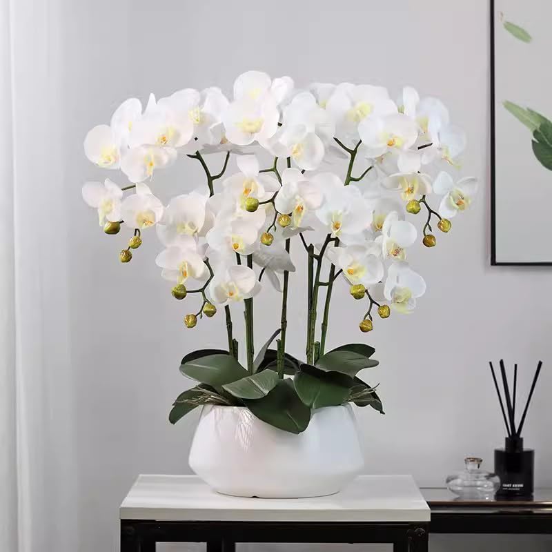 Artificial Phalaenopsis Flowers Branches Real Touch Pack of 2