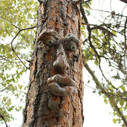 Tree Faces Decor Old Man Hugger Art Sculpture