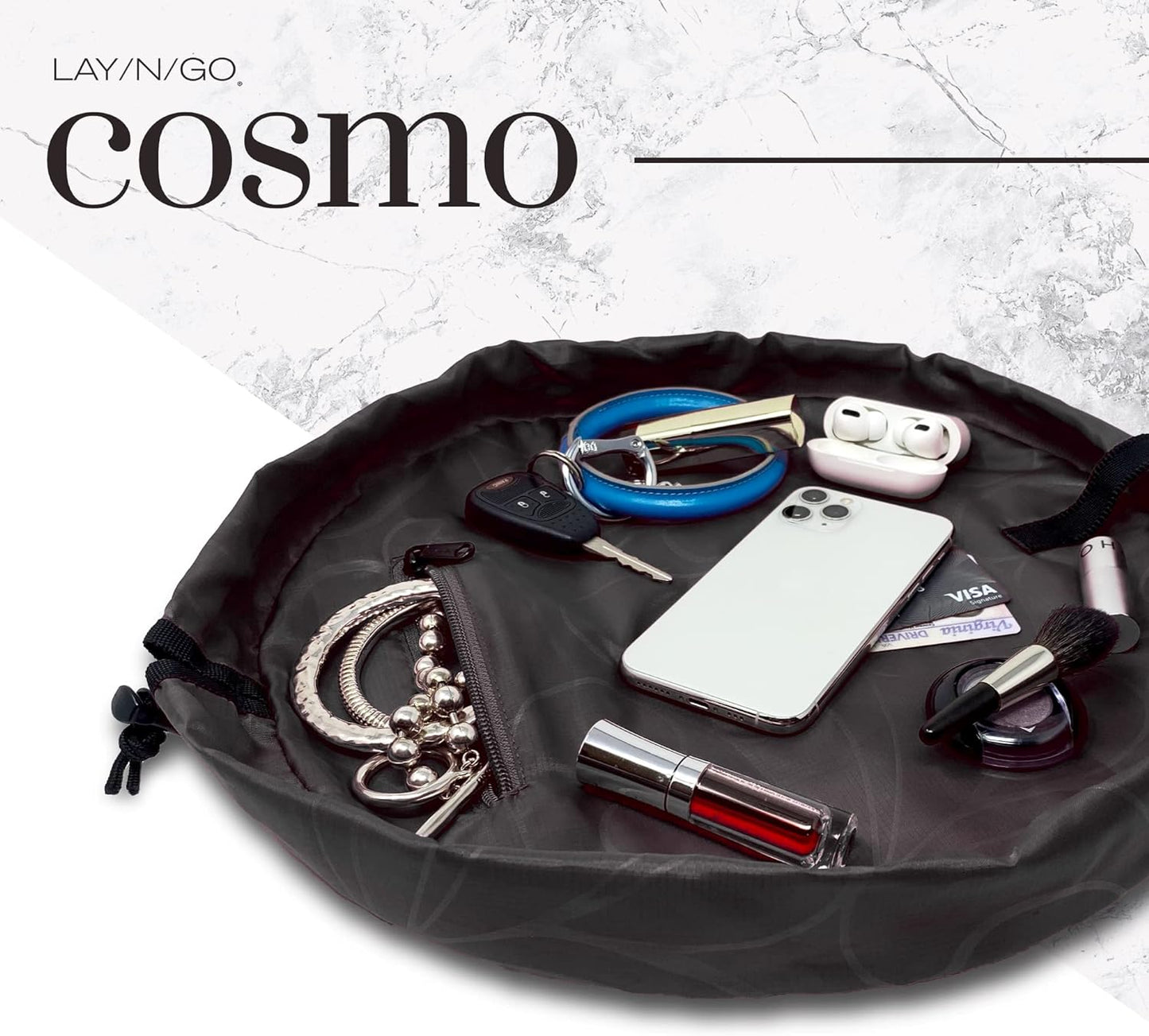 Cosmo Drawstring Cosmetic & Makeup Bag Organizer