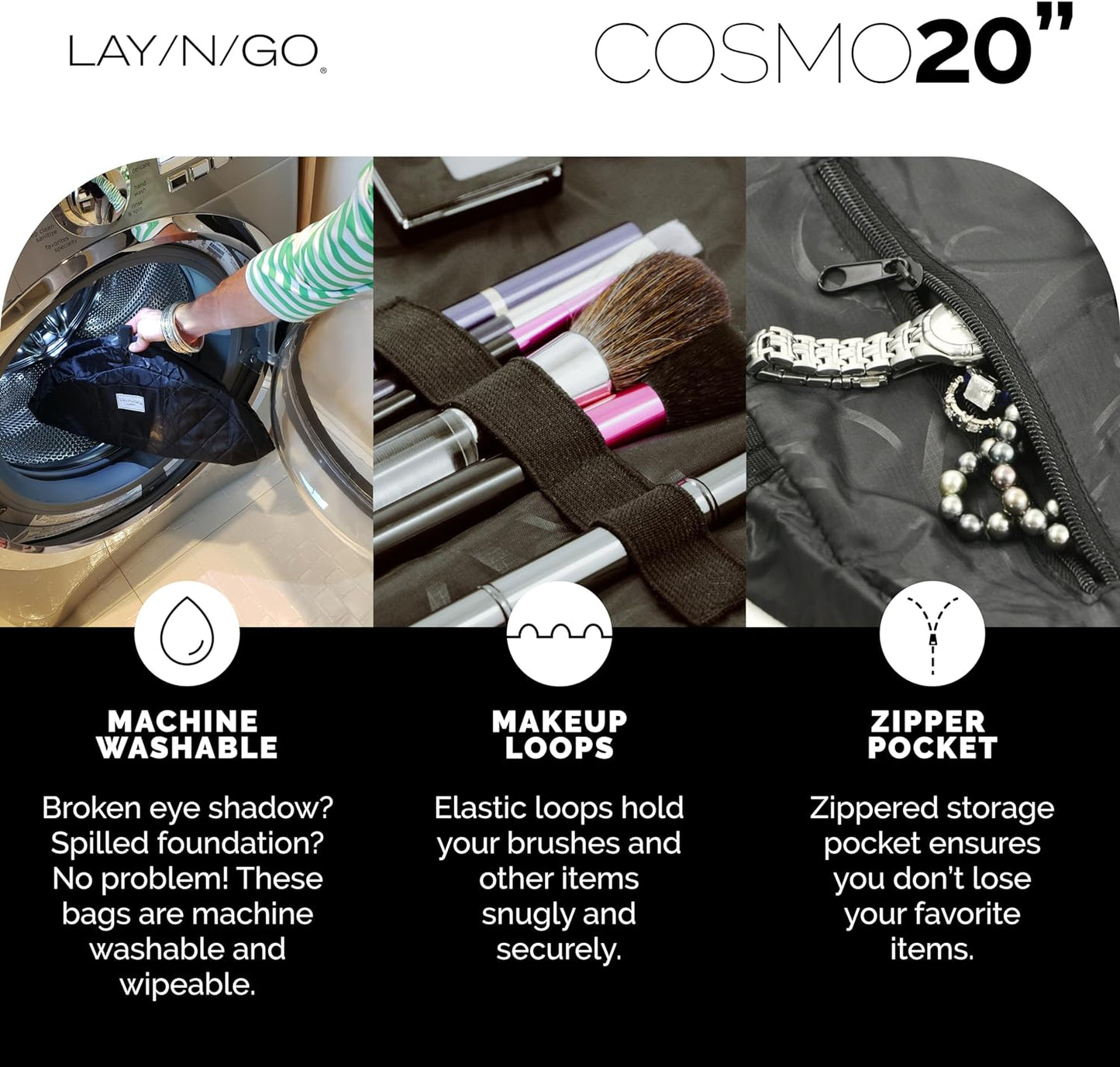 Cosmo Drawstring Cosmetic & Makeup Bag Organizer