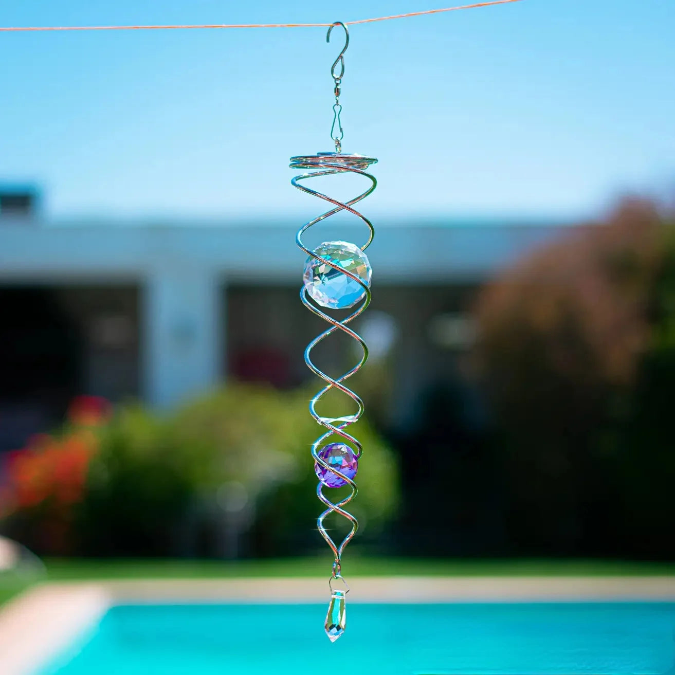 Gazing Ball Spiral Tail Wind Spinner Stabilizer