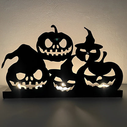 Halloween Pumpkin Lantern Skull Candle Holder Metal Decorative