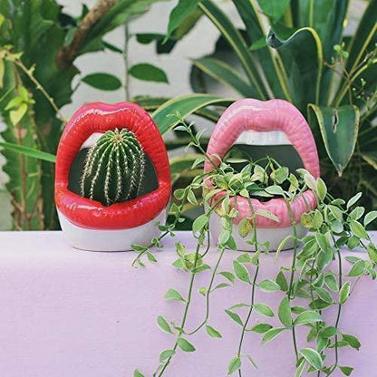 Pucker Up Lips Ceramic Planter