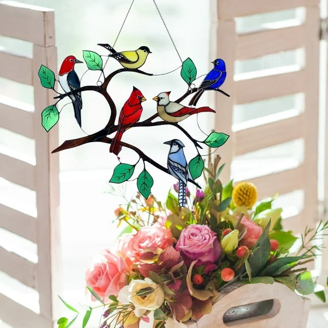 Last Day 70% OFF 🐦The Best Gift-Birds Stained  Window  Panel Hangings🎁