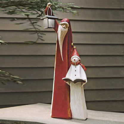 🔥Flash Sale - 70% OFF 🎄Santa and Snowman Sculpture with Solar Lantern