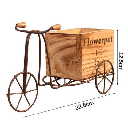 Tabletop Wrought Iron Tricycle with Wooden Planter Box