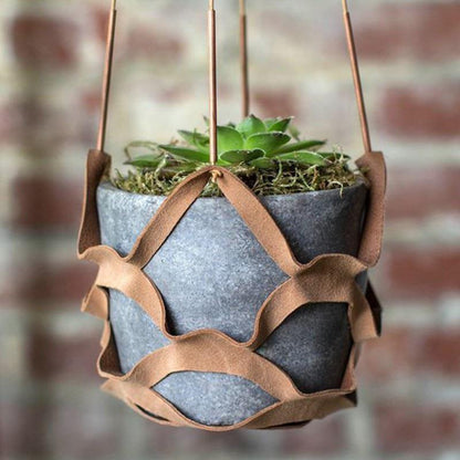 Vegan Leather and Rope Plant Hanger