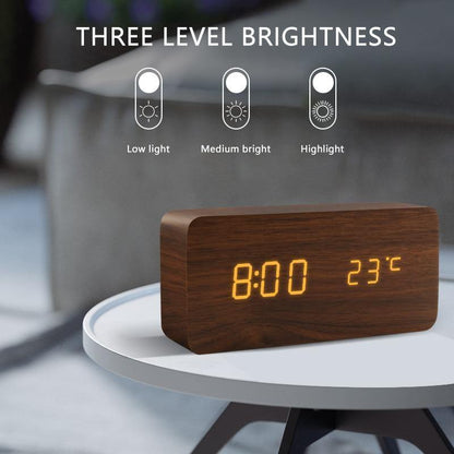 Wooden Cube LED Alarm Clock