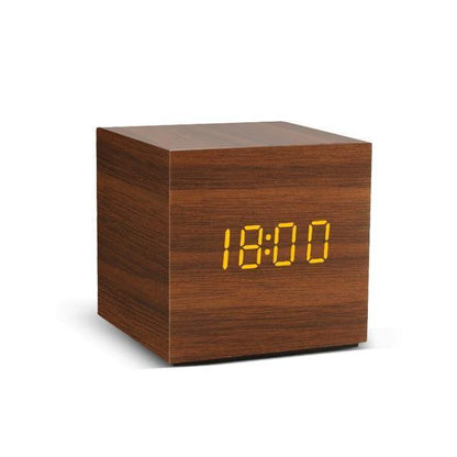 Wooden Cube LED Alarm Clock