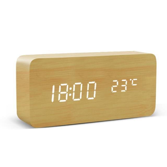 Wooden Cube LED Alarm Clock