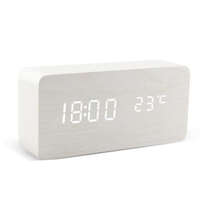 Wooden Cube LED Alarm Clock