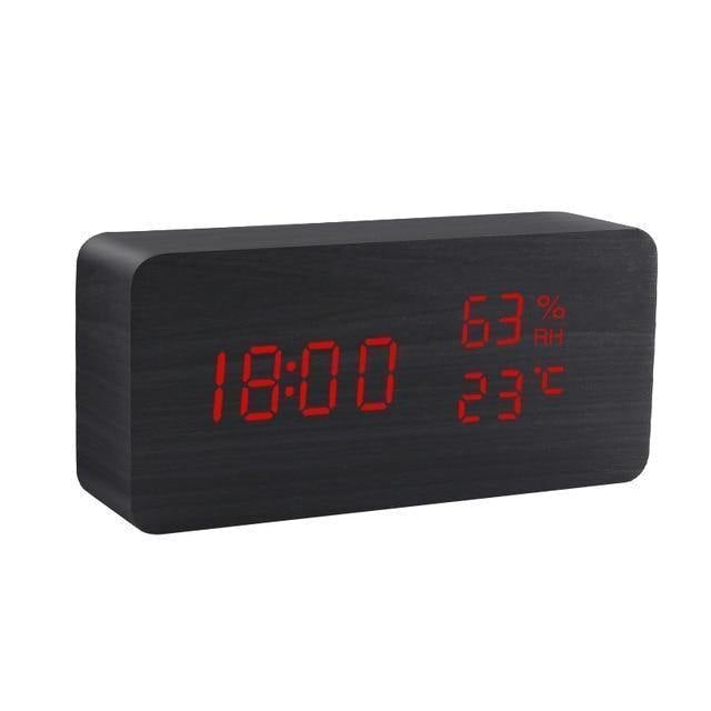 Wooden Cube LED Alarm Clock