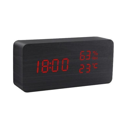 Wooden Cube LED Alarm Clock