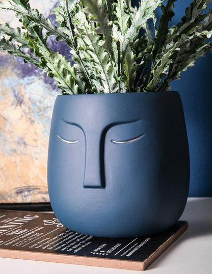 Ceramic Abstract Sleeping Face Planter