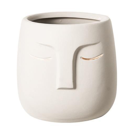 Ceramic Abstract Sleeping Face Planter